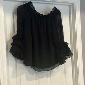 Womens cute black ruffle shirt